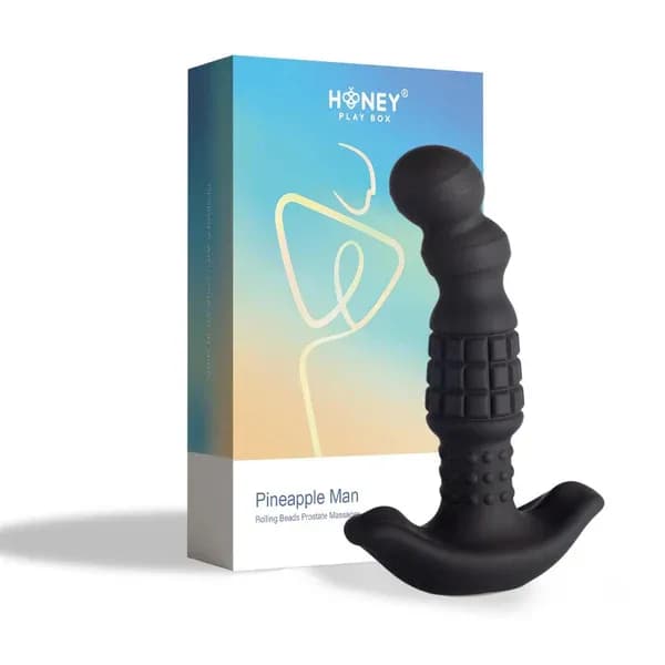 Pineapple Man - Rolling Bead Vibrating Prostate Massager - Black- Honey Play Box image