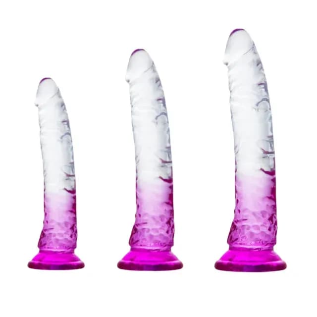 CLEAR PURPLE DILDO 3PIECES